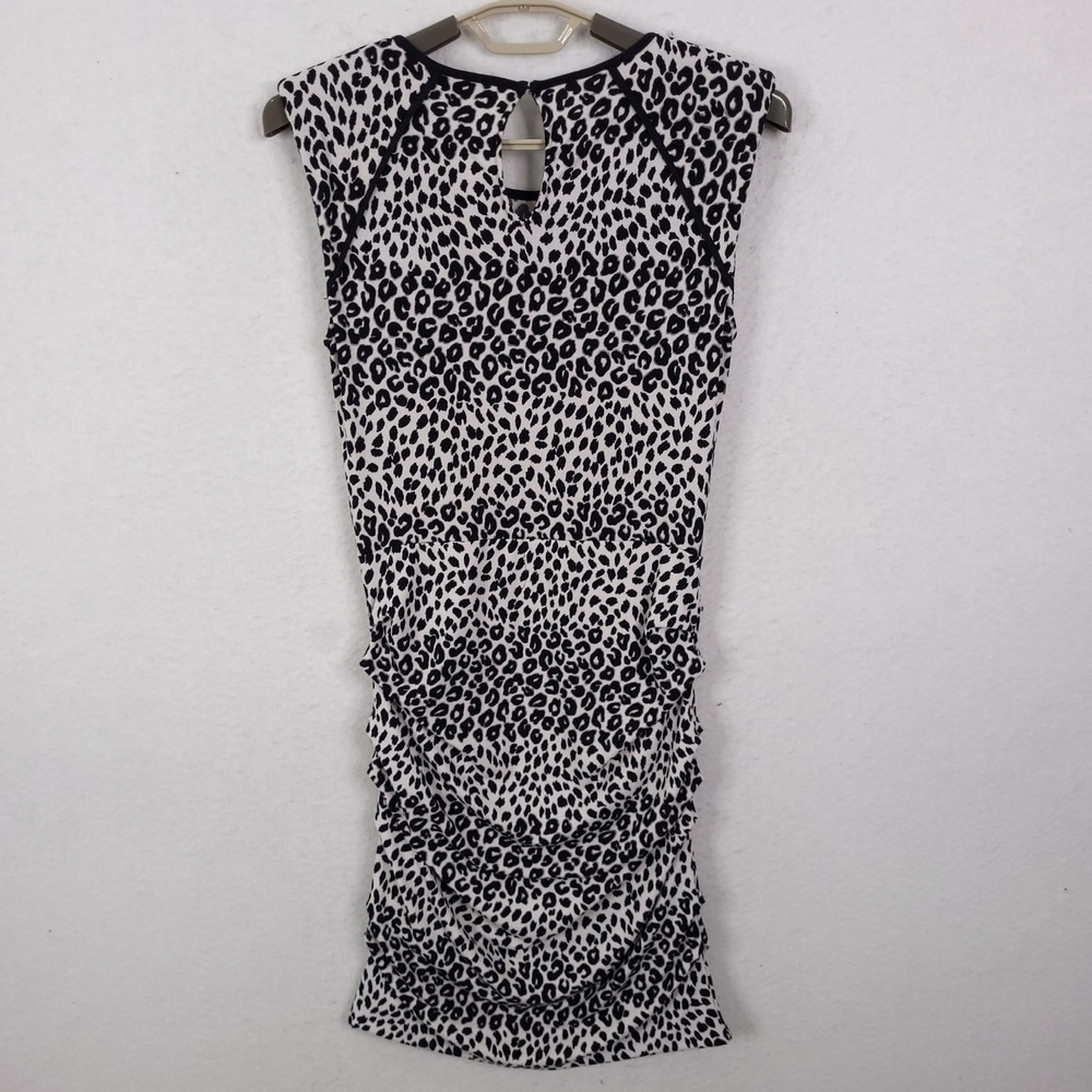 Juicy Couture Leopard Print Ruched Sheath Dress Keyhole Back Size M Y2K - Picture 2 of 12